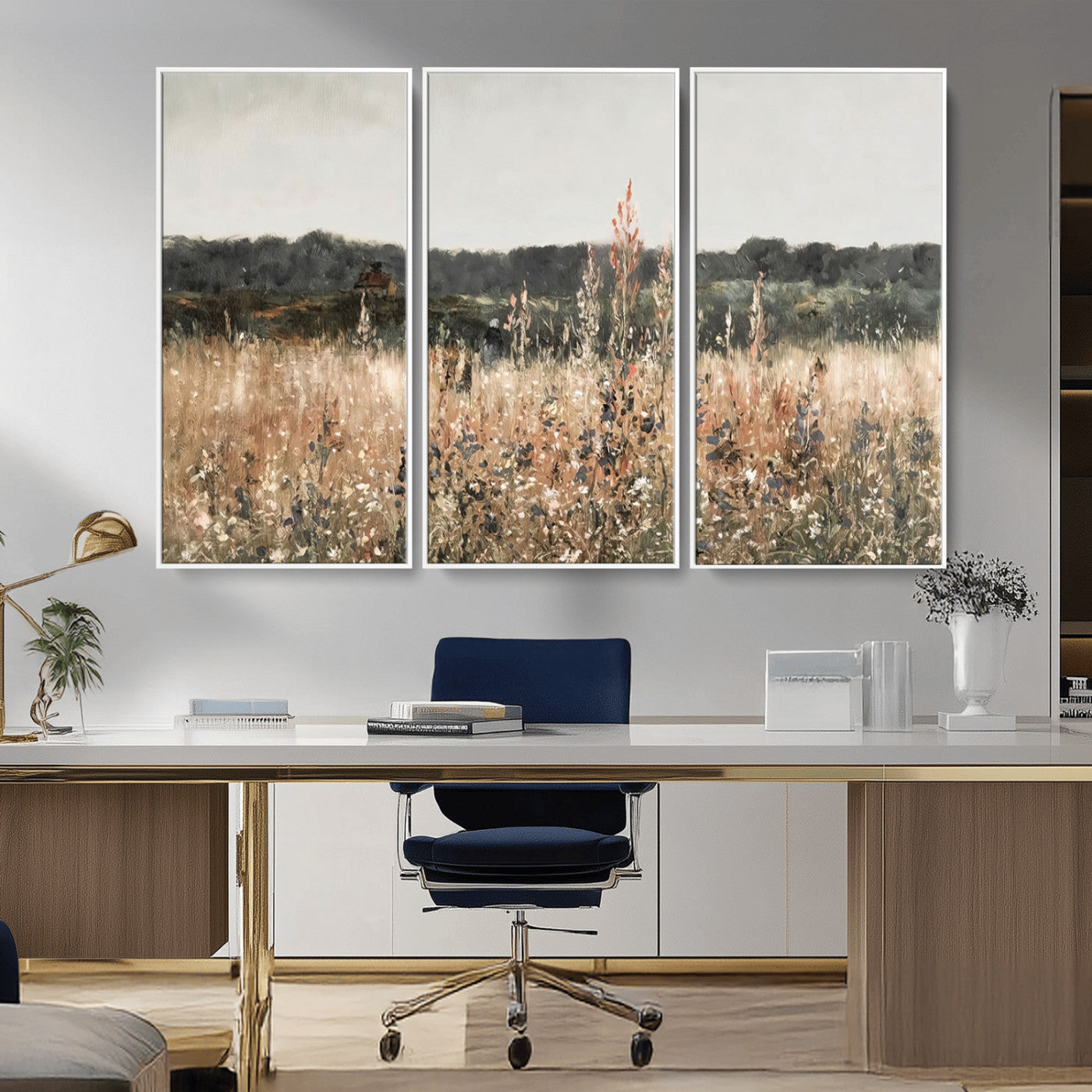 46308-MGV-CV-36X24-Wildflower Field Wall Art – Rustic Meadow Landscape Canvas Print, Country Nature Decor for Living Room, Bedroom or Farmhouse