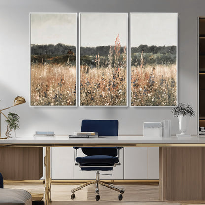 46308-MGV-CV-36X24-Wildflower Field Wall Art – Rustic Meadow Landscape Canvas Print, Country Nature Decor for Living Room, Bedroom or Farmhouse