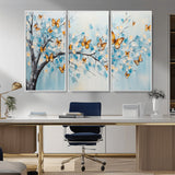 59455-MGV-CV-36X24-Butterfly Tree Branch Wall Art – Blue and Yellow Abstract Canvas Print, Modern Nature Artwork for Living Room, Bedroom or Office