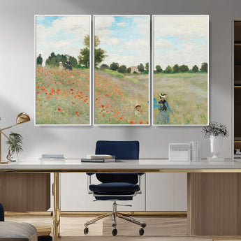 74890-MGV-CV-36X24-Monet Poppy Field Wall Art – Impressionist Landscape Canvas Print, Classic French Artwork for Living Room, Bedroom or Office Decor
