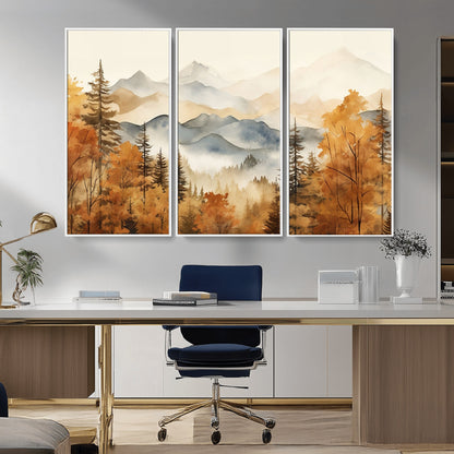 72950-MGV-CV-36X24-Autumn Mountain Forest Wall Art – Golden Fall Landscape Canvas Print, Nature-Inspired Home Decor for Living Room, Bedroom or