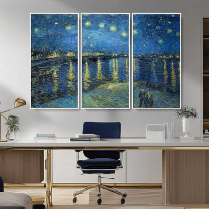 94605-MGV-CV-36X24-Starry Night Over the Rhone Wall Art – Vincent van Gogh Canvas Print, Famous Impressionist Painting for Living Room, Office