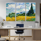 97252-MGV-CV-36X24-Wheat Field with Cypress – Van Gogh Wall Art, Impressionist Landscape Canvas Print, Rustic Home Decor for Living Room or Office