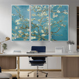 65607-MGV-CV-36X24-Almond Blossom Wall Art – Van Gogh Blue Floral Canvas Print, Elegant Impressionist Painting Decor for Living Room, Bedroom or