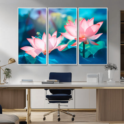 32559-MGV-CV-36X24-Lotus Flower Wall Art – Pink Water Lily Canvas Print, Tranquil Nature Decor for Living Room, Bedroom or Meditation Space