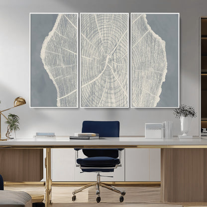 25547-MGV-CV-36X24-Tree Ring Wall Art Canvas Print, Framed Linocut Tree Ring Art Picture Print, Wood Texture Perfect Minimalist Farmhouse Decor