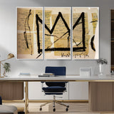 37215-MGV-CV-36X24-Abstract Crown Wall Art – Urban Graffiti Style Canvas Print Modern Street Art Design, Bold Contemporary Decor for Living Room,