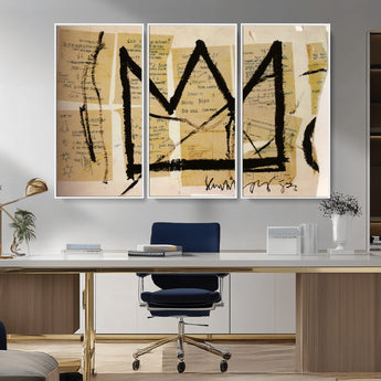 37215-MGV-CV-36X24-Abstract Crown Wall Art – Urban Graffiti Style Canvas Print Modern Street Art Design, Bold Contemporary Decor for Living Room,