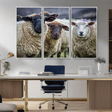 18418-MGV-CV-36X24-Sheep Wall Art Canvas Print, Framed Farmhouse Sheep Art Picture Print, Sheep Herd Perfect Rustic Farmhouse Decor Artwork