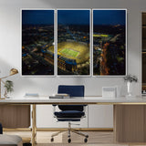33588-MGV-CV-36X24-Football Stadium Wall Art – Aerial Night Game Canvas Print Packed Field City Lights, Sports Photography Decor for Game Room, Man