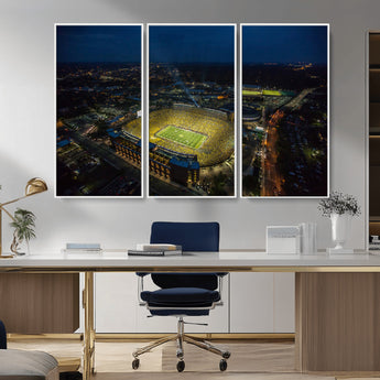 33588-MGV-CV-36X24-Football Stadium Wall Art – Aerial Night Game Canvas Print Packed Field City Lights, Sports Photography Decor for Game Room, Man