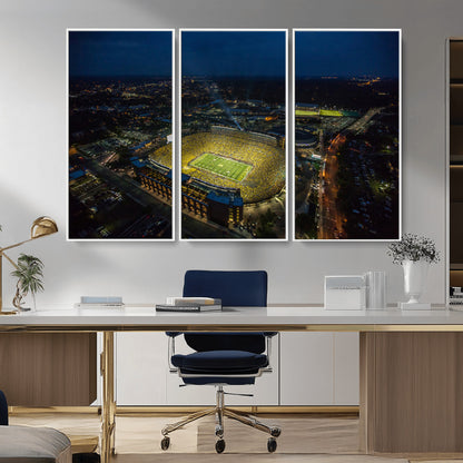 33588-MGV-CV-36X24-Football Stadium Wall Art – Aerial Night Game Canvas Print Packed Field City Lights, Sports Photography Decor for Game Room, Man