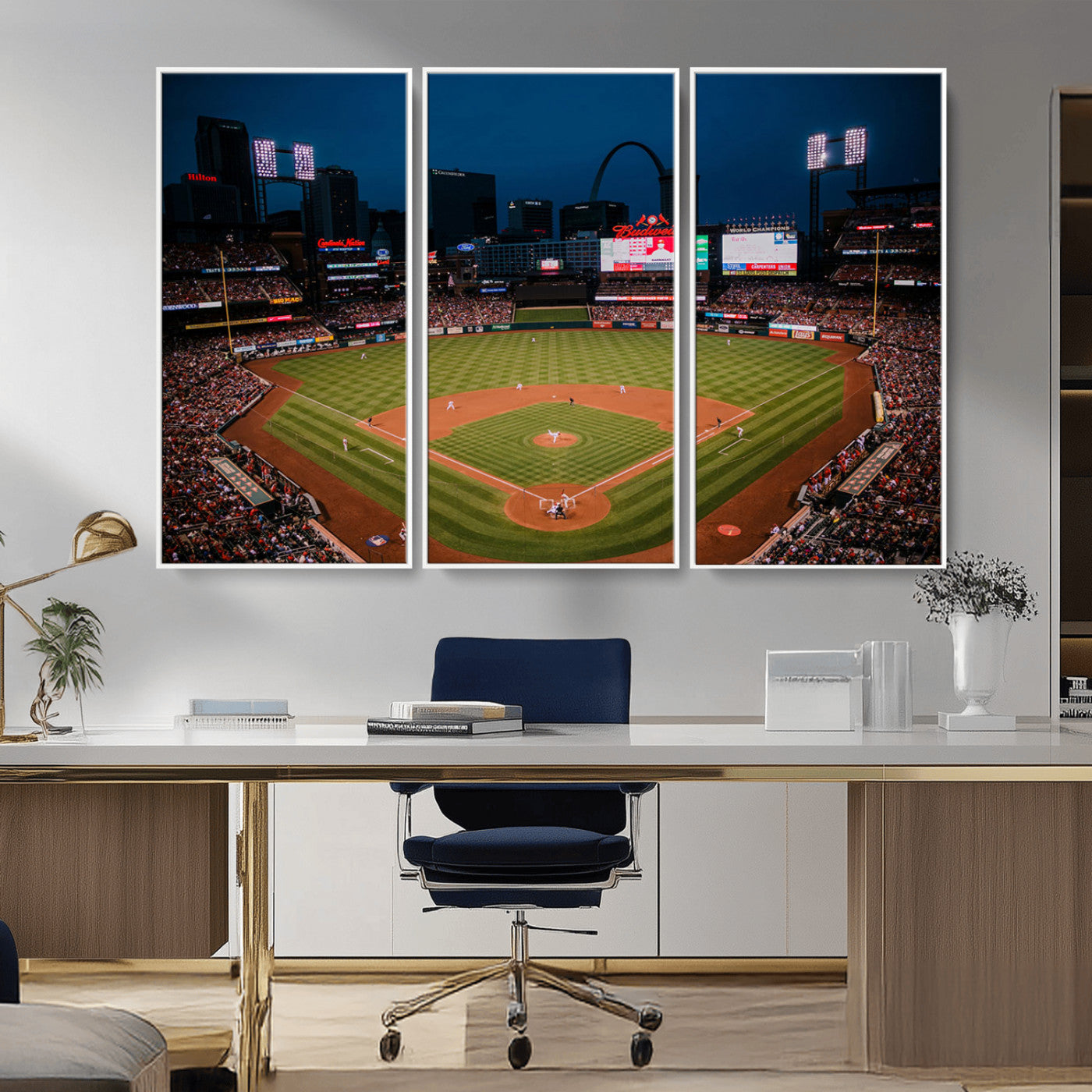 38612-MGV-CV-36X24-Busch Stadium Wall Art Canvas Print, Framed Missouri Stadium Art Picture Print, Busch Stadium Field Perfect Sports Room Decor