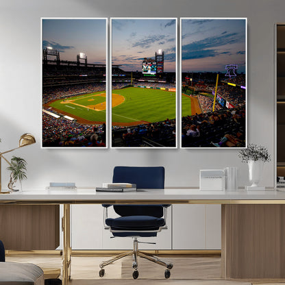 17415-MGV-CV-36X24-Philadelphia Phillies Stadium Wall Art Canvas Print, Framed Citizens Bank Park Art Picture Print, Phillies Stadium Field Perfect