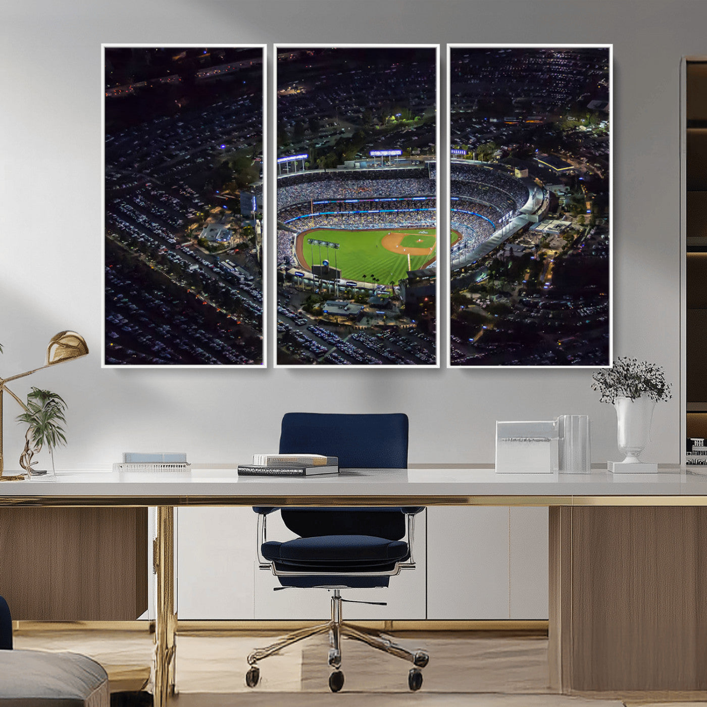 16515-MGV-CV-36X24-Dodgers Stadium Wall Art Canvas Print, Framed Baseball Stadium Art Picture Print, Dodgers Field Perfect Sport Room Decor Artwork