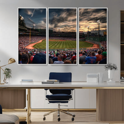 53432-MGV-CV-36X24-Fenway Park Stadium Wall Art Canvas Print, Framed Boston Baseball Stadium Art Picture Print, Massachusetts Fenway Park Perfect