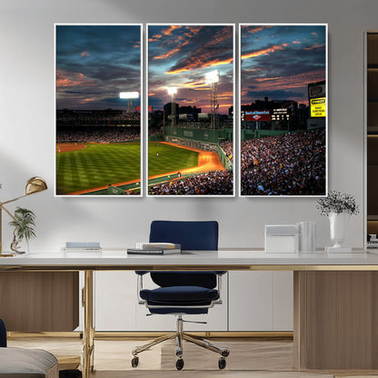 66781-MGV-CV-36X24-Baseball Stadium Wall Art – Canvas Print Evening Game Field Packed Crowd Sunset Sky Sports Photography, Dynamic Decor for Game