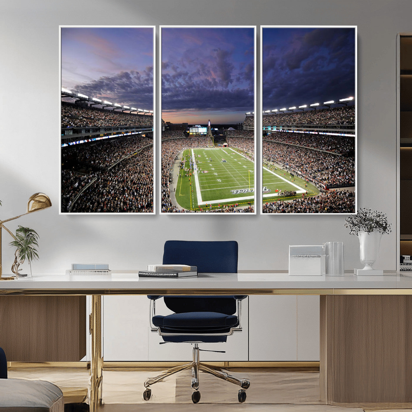 52712-MGV-CV-36X24-Gillette Stadium Field Wall Art Canvas Print, Framed Massachusetts Stadium Art Picture Print, Gillette Stadium Perfect Sport Room