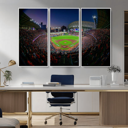 44322-MGV-CV-36X24-Minute Maid Park Wall Art Canvas Print, Framed Houston Astros Stadium Art Picture Print, Houston Astros Field Perfect Sports Room