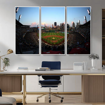 67670-MGV-CV-36X24-PNC Park Stadium Wall Art Canvas Print, Framed Pittsburgh Pirates Stadium Art Picture Print, PNC Park Field Perfect Sport Room