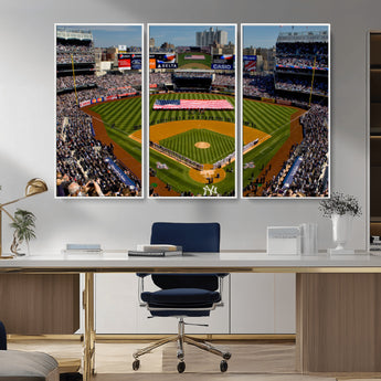 20879-MGV-CV-36X24-Yankee Stadium Wall Art Canvas Print, Framed New York Stadium Art Picture Print, Yankee Field Perfect Sport Room Decor Artwork