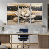 18807-MGV-CV-36X24-Lotus Flower Wall Art Canvas Print, Framed Abstract Lotus Art Picture Print, White Lotus Flower Perfect Abstract Floral Decor