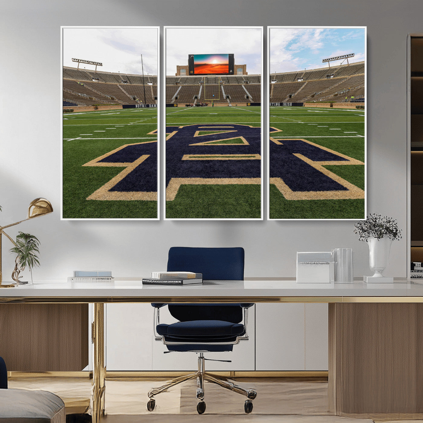 52835-MGV-CV-36X24-Notre Dame Stadium Wall Art Canvas Print, Framed Indiana Stadium Art Picture Print, Notre Dame Field Perfect Sport Room Decor