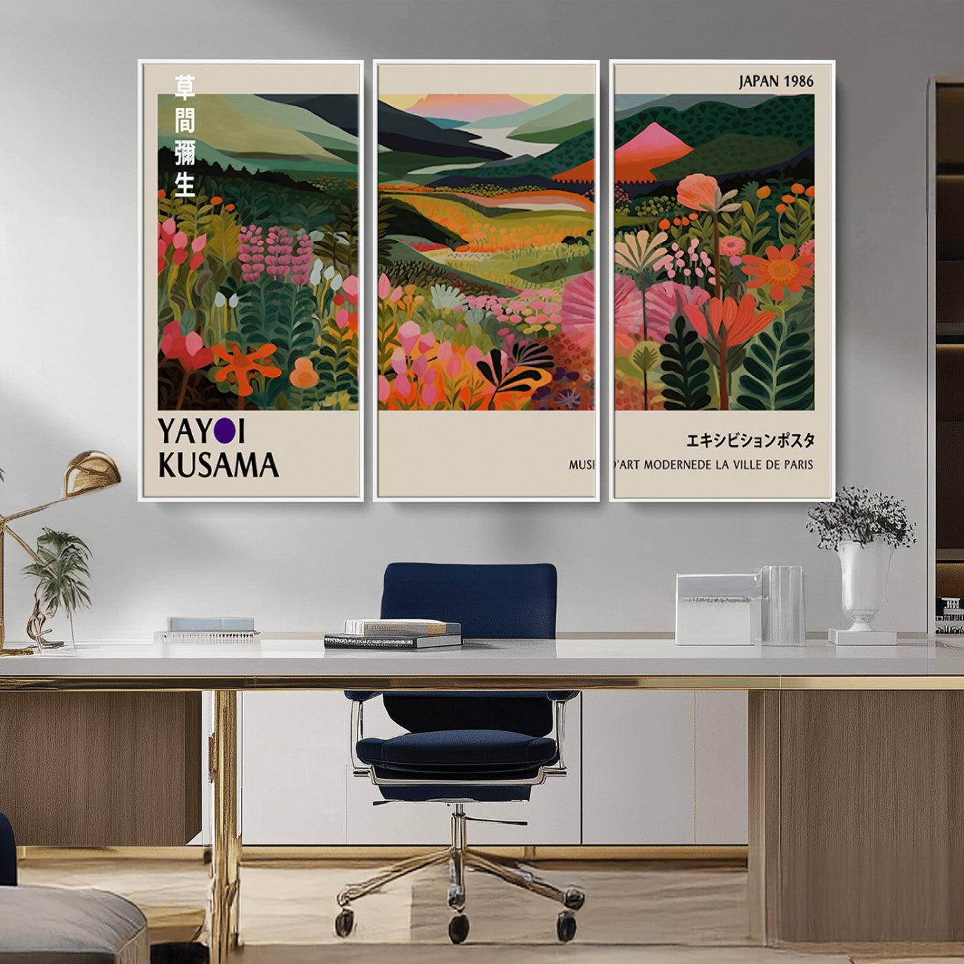 75719-MGV-CV-36X24-Botanical Mountain Valley Wall Art – Panoramic Nature Canvas Print, Vibrant Floral Field Artwork for Living Room, Bedroom, Office,