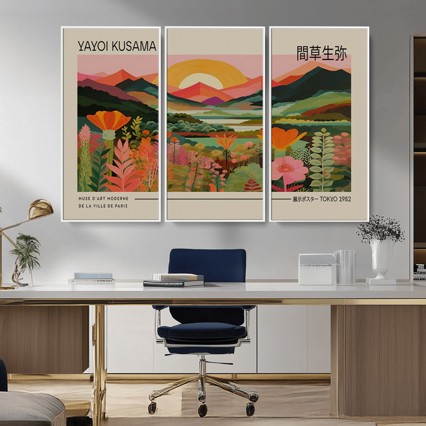 17753-MGV-CV-36X24-Floral Sunset Landscape Wall Art – Panoramic Nature Canvas Print, Vibrant Botanical Artwork for Living Room, Bedroom, Office, or