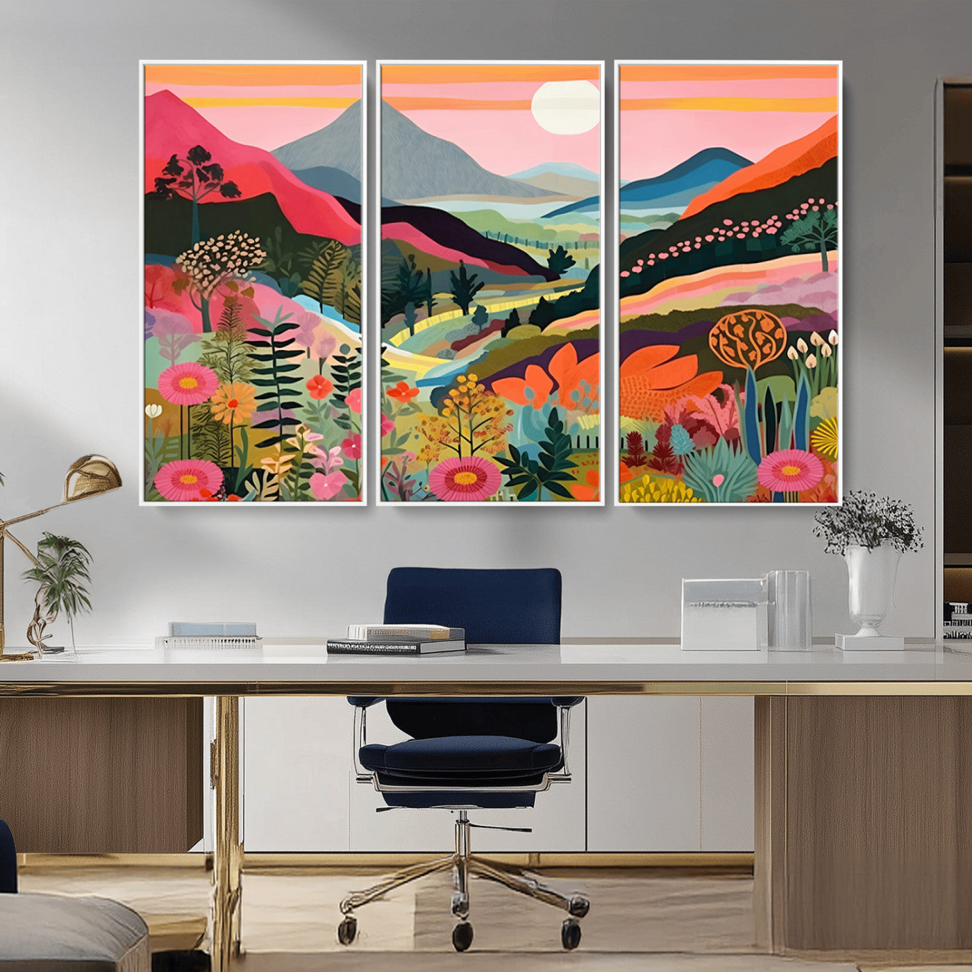 61376-MGV-CV-36X24-Floral Valley Wall Art – Panoramic Mountain Landscape Canvas Print, Vibrant Nature Decor for Living Room, Office, or Bedroom