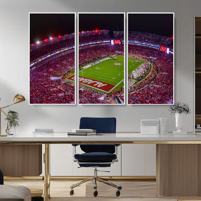 11343-MGV-CV-36X24-Bryant-Denny Stadium Wall Art – Panoramic Alabama Crimson Tide Football Field Canvas Print, Game Day Decor for Office, Man Cave or