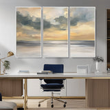 45544-MGV-CV-36X24-Ocean Sunset Wall Art – Serene Seascape Canvas Print with Golden Sky and Calm Water, Coastal Beach Artwork for Living Room,