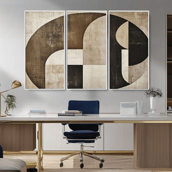44796-MGV-FC-48X32-3P_White-Wabi Sabi Wall Art Canvas Print, Framed Geometric Minimalist Art Picture Print, Modern Abstract Perfect Modern Abstract Decor