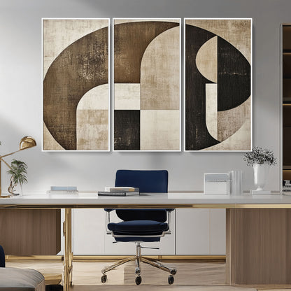 44796-MGV-FC-48X32-3P_White-Wabi Sabi Wall Art Canvas Print, Framed Geometric Minimalist Art Picture Print, Modern Abstract Perfect Modern Abstract Decor