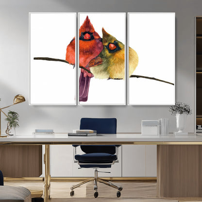 67752-MGV-CV-36X24-Cardinal Couple Wall Art – Male and Female Cardinal Canvas Print, Romantic Bird Artwork for Nature Lovers, Living Room, Bedroom,