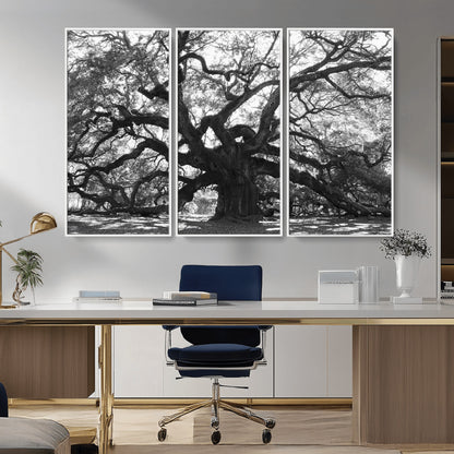81655611-MGV-CV-36X24-Ancient Oak Wall Art Canvas Print, Framed Twisted Branches Art Picture Print, Gnarled Tree Perfect Moody Nature Decor Artwork