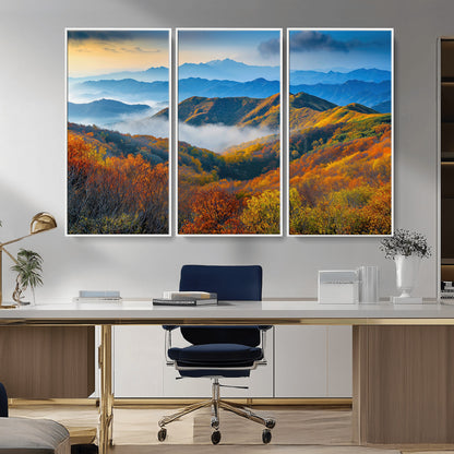 86772247-MGV-CV-36X24-Autumn Mountains Wall Art Canvas Print, Framed Fall Foliage Art Picture Print, Vibrant Hills Perfect Vibrant Nature Decor Artwork