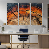 65909987-MGV-CV-36X24-Rustic Tree Ring Wall Art – Nature Inspired Wooden Texture Canvas Print, Modern Abstract Artwork for Living Room, Bedroom, Office