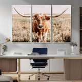 54986862-MGV-CV-36X24-Majestic Longhorn Wall Art – Canvas Print of Graceful Strength & Bold Spirit, Wild Plains Beauty Nature Inspired Rustic Decor for