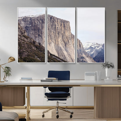 74506434-MGV-FC-48X32-3P_White-El Capitan Wall Art Canvas Print, Framed Yosemite Cliff Art Picture Print, Sierra Nevada Perfect Sierra Minimalism Decor Artwork