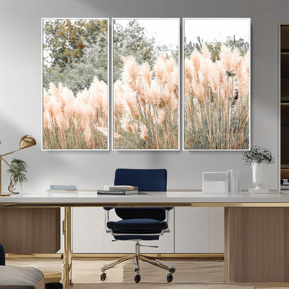 21826392-MGV-CV-36X24-Pampas Grass Wall Art Canvas Print, Framed Soft Pampas Art Picture Print, Pastel Grasses Perfect Soft Neutral Boho Decor Artwork