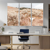 97234735-MGV-CV-36X24-Rustic Bones Wall Art Canvas Print, Framed Desert Sage Art Picture Print, Prairie Skull Perfect Minimal Rustic Decor Artwork