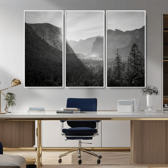 39278955-MGV-CV-36X24-Yosemite Valley Wall Art Canvas Print, Framed El Capitan Art Picture Print, Misty Mountain Perfect Modern Rustic Decor Artwork