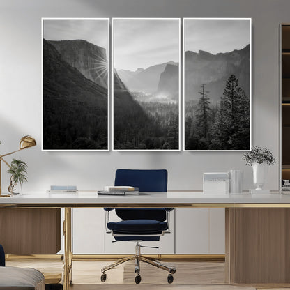 39278955-MGV-CV-36X24-Yosemite Valley Wall Art Canvas Print, Framed El Capitan Art Picture Print, Misty Mountain Perfect Modern Rustic Decor Artwork