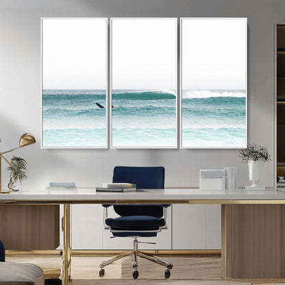 56345117-MGV-CV-36X24-Minimalist Surfing Wall Art Canvas Print, Framed Ocean Waves Art Picture Print, Soft Ocean Perfect Minimalist Coastal Decor