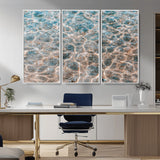 26580287-MGV-CV-36X24-Clear Water Wall Art Canvas Print, Framed Sunlit Ripples Art Picture Print, Ocean Texture Perfect Modern Coastal Decor Artwork