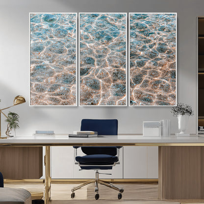 26580287-MGV-CV-36X24-Clear Water Wall Art Canvas Print, Framed Sunlit Ripples Art Picture Print, Ocean Texture Perfect Modern Coastal Decor Artwork