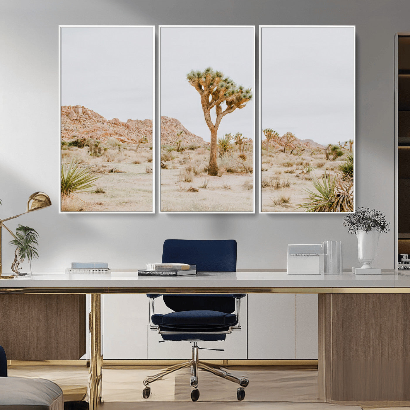 67109959-MGV-CV-36X24-Joshua Tree Wall Art Canvas Print, Framed Neutral Desert Art Picture Print, Earthy Landscape Perfect Neutral Boho Decor Artwork