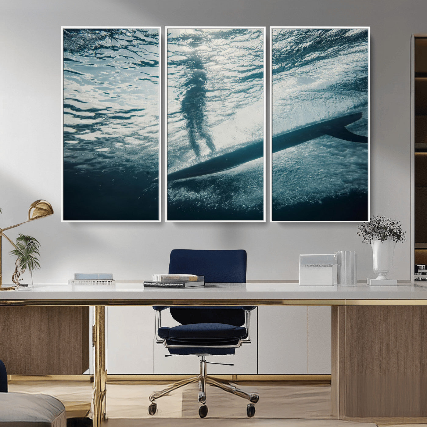 71192524-MGV-CV-36X24-Submerged Surf Wall Art Canvas Print, Framed Underwater Perspective Art Picture Print, Ocean Surf Perfect Coastal Adventure Decor