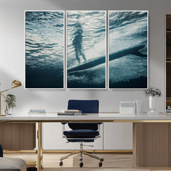 71192524-MGV-CV-36X24-Submerged Surf Wall Art Canvas Print, Framed Underwater Perspective Art Picture Print, Ocean Surf Perfect Coastal Adventure Decor